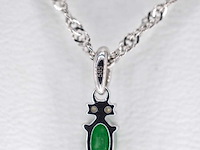 Witgouden hanger diamanten smaragd - afbeelding 6 van  6