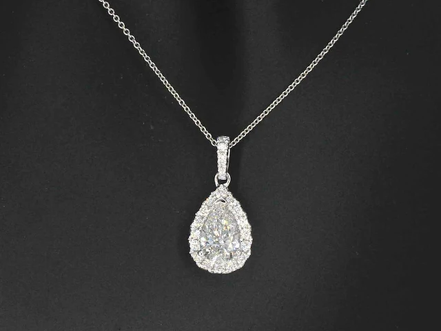Witgouden hanger druppel briljant 1.00 ct - afbeelding 1 van  9