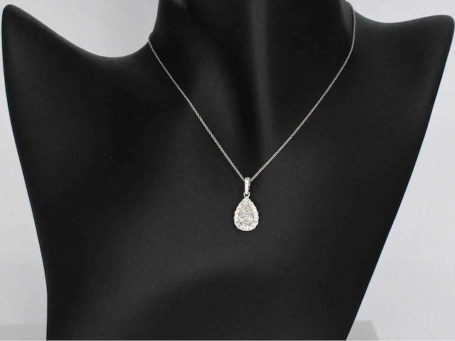 Witgouden hanger druppel briljant 1.00 ct - afbeelding 2 van  9