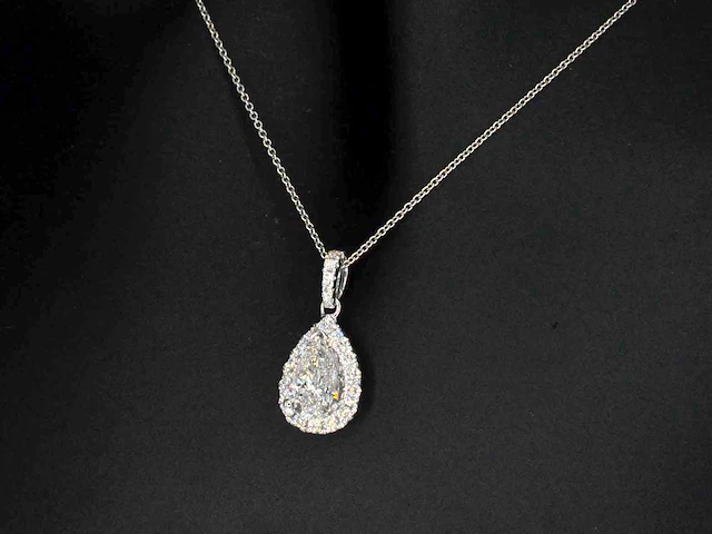 Witgouden hanger druppel briljant 1.00 ct - afbeelding 4 van  9