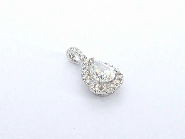 Witgouden hanger druppel briljant 1.00 ct - afbeelding 6 van  9