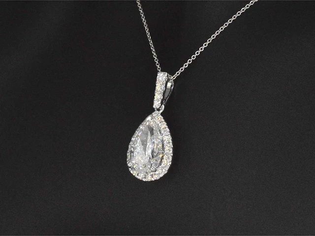 Witgouden hanger druppel briljant 3.00 ct - afbeelding 5 van  8