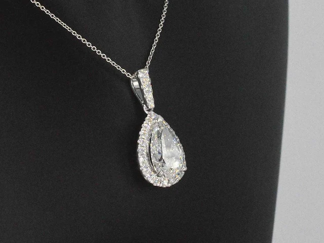 Witgouden hanger druppel briljant 3.00 ct - afbeelding 6 van  8