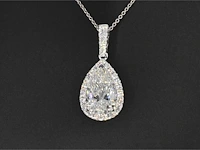 Witgouden hanger druppel briljant 3.00 ct - afbeelding 7 van  8