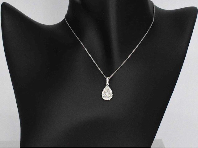 Witgouden hanger druppelvorm briljant 1.00 carat - afbeelding 2 van  9