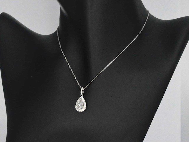 Witgouden hanger druppelvorm briljant 1.00 carat - afbeelding 9 van  9