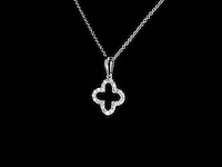 Witgouden hanger in klaver vier vorm met diamanten, excl. ketting - afbeelding 5 van  11