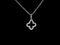 Witgouden hanger klaver vier diamanten - afbeelding 1 van  10