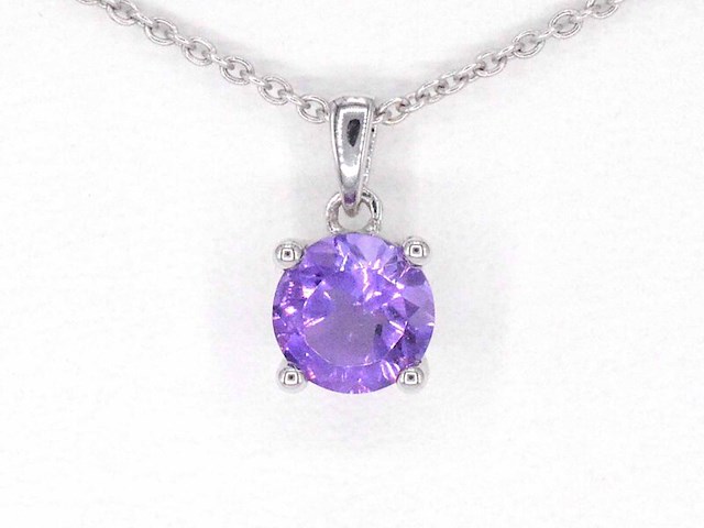 Witgouden hanger met amethist, excl. ketting - afbeelding 1 van  8