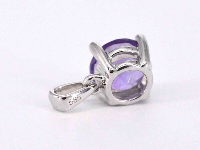 Witgouden hanger met amethist, excl. ketting - afbeelding 6 van  8