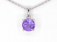 Witgouden hanger met amethist, excl. ketting - afbeelding 1 van  6