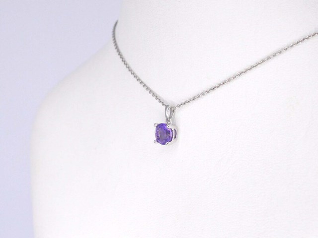 Witgouden hanger met amethist, excl. ketting - afbeelding 3 van  6
