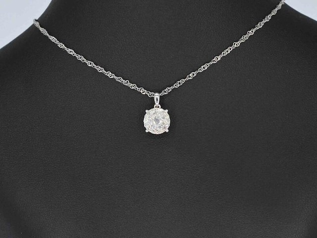 Witgouden hanger met briljant geslepen diamant, excl. ketting - afbeelding 2 van  8