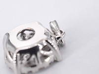Witgouden hanger met briljant geslepen diamant, excl. ketting - afbeelding 6 van  8
