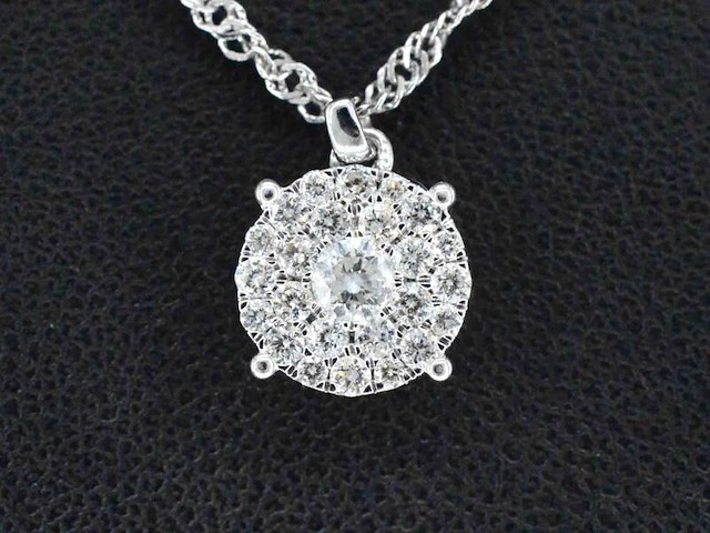 Witgouden hanger met briljant geslepen diamant, excl. ketting - afbeelding 1 van  8