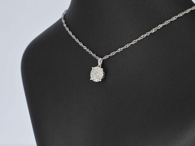 Witgouden hanger met briljant geslepen diamant, excl. ketting - afbeelding 3 van  8