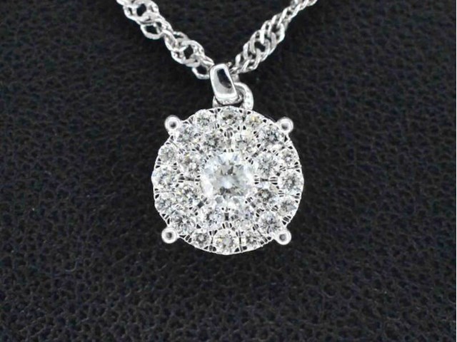 Witgouden hanger met briljant geslepen diamant, excl. ketting - afbeelding 1 van  8