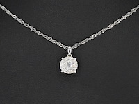 Witgouden hanger met briljant geslepen diamant, excl. ketting - afbeelding 2 van  7