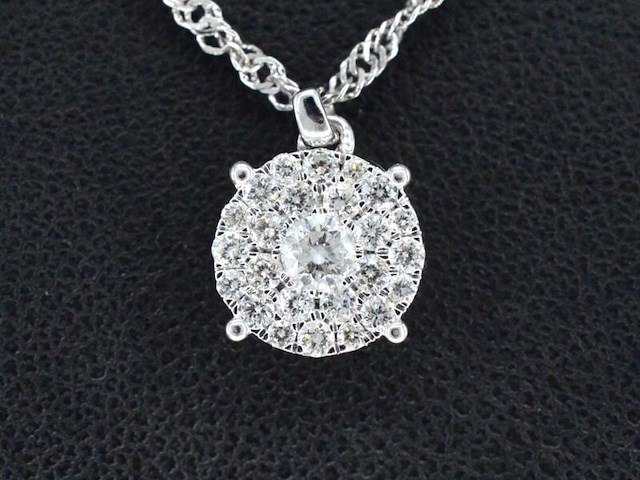 Witgouden hanger met briljant geslepen diamant, excl. ketting - afbeelding 4 van  7