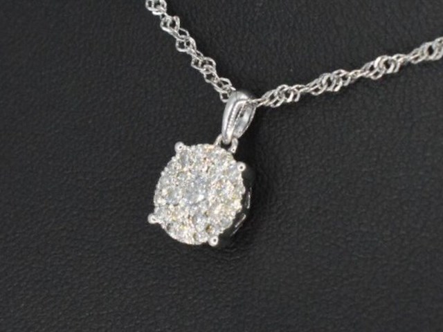 Witgouden hanger met briljant geslepen diamant, excl. ketting - afbeelding 5 van  7