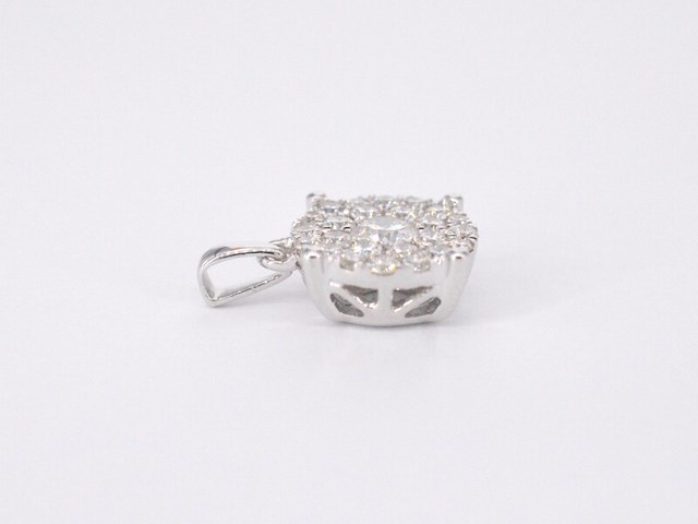 Witgouden hanger met briljant geslepen diamant, excl. ketting - afbeelding 6 van  7