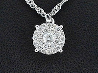 Witgouden hanger met briljant geslepen diamant, excl. ketting - afbeelding 1 van  8