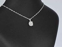 Witgouden hanger met briljant geslepen diamant, excl. ketting - afbeelding 4 van  8