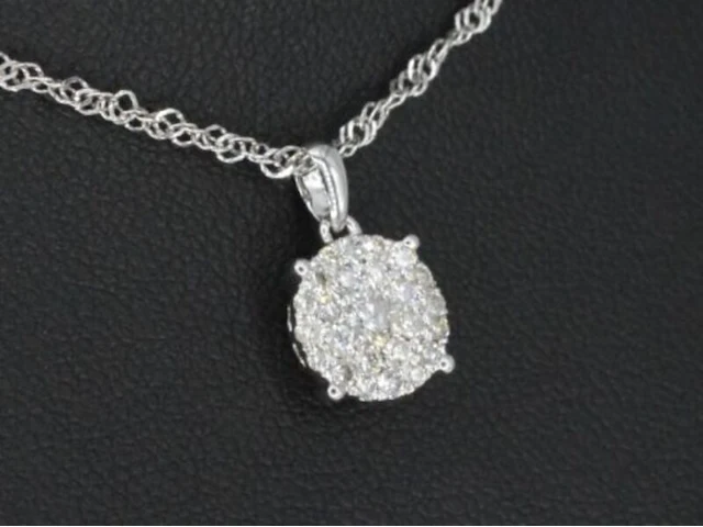 Witgouden hanger met briljant geslepen diamant, excl. ketting - afbeelding 1 van  7