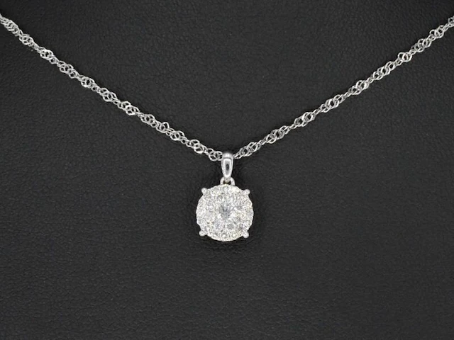 Witgouden hanger met briljant geslepen diamant, excl. ketting - afbeelding 2 van  7