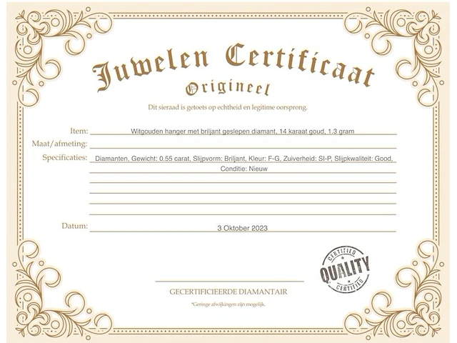 Witgouden hanger met briljant geslepen diamant, excl. ketting - afbeelding 3 van  7