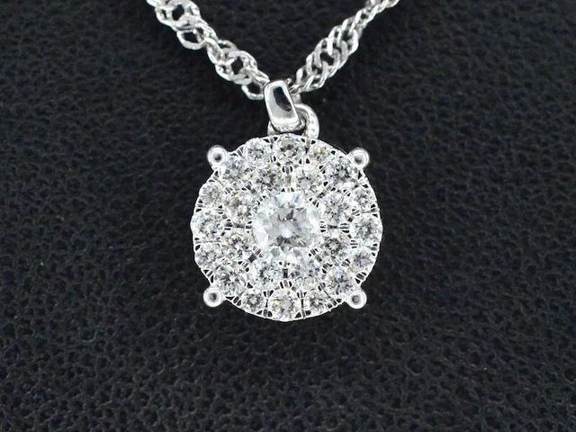 Witgouden hanger met briljant geslepen diamant, excl. ketting - afbeelding 4 van  7