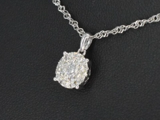 Witgouden hanger met briljant geslepen diamant, excl. ketting - afbeelding 5 van  7