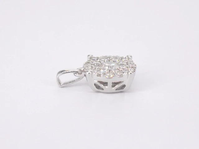 Witgouden hanger met briljant geslepen diamant, excl. ketting - afbeelding 6 van  7