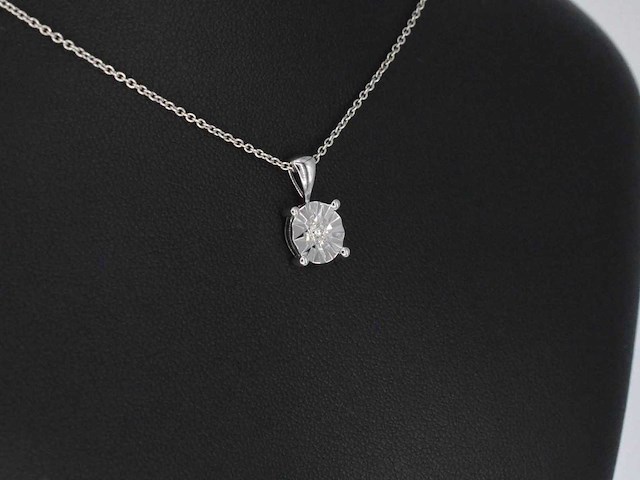 Witgouden hanger met briljant geslepen diamant - afbeelding 4 van  7