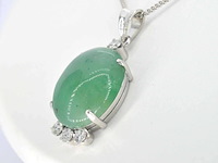 Witgouden hanger met diamant en jade, excl. ketting - afbeelding 3 van  4