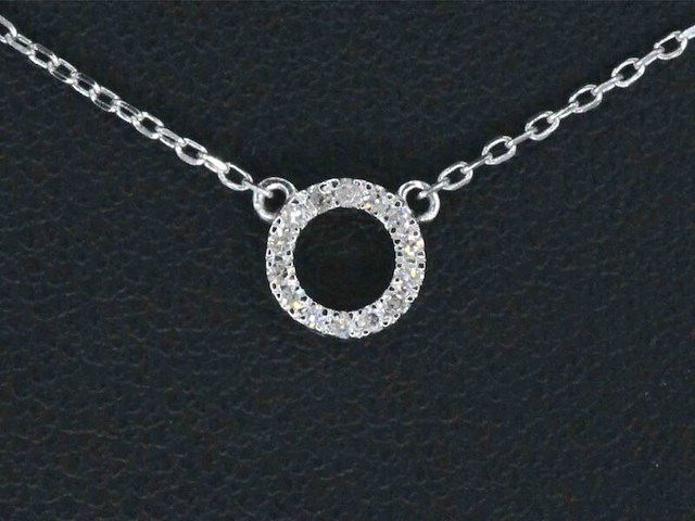 Witgouden hanger met diamant, incl. ketting - afbeelding 1 van  6