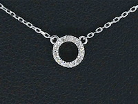 Witgouden hanger met diamant, incl. ketting