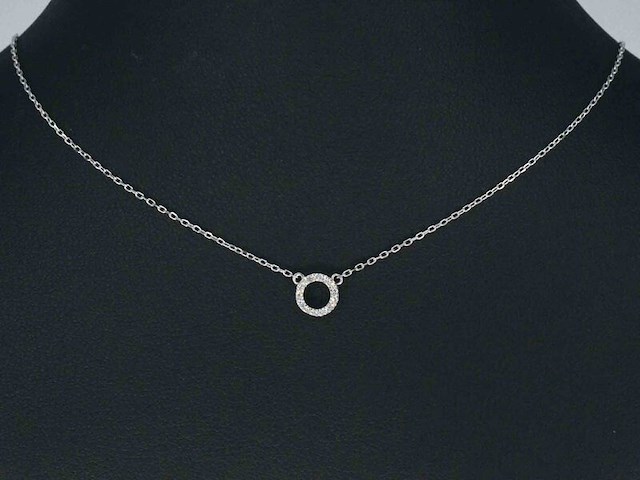 Witgouden hanger met diamant, incl. ketting - afbeelding 2 van  6