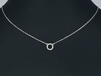 Witgouden hanger met diamant, incl. ketting - afbeelding 2 van  6