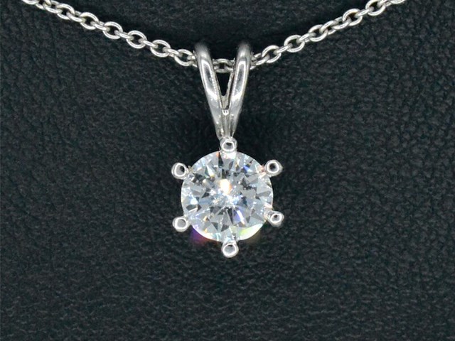 Witgouden hanger met diamant van 0.70 carat, excl. ketting - afbeelding 1 van  8