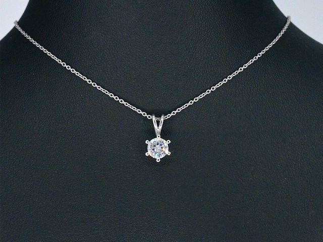Witgouden hanger met diamant van 0.70 carat, excl. ketting - afbeelding 2 van  8