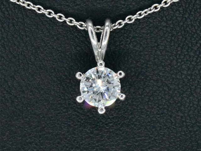 Witgouden hanger met diamant van 0.70 carat, excl. ketting - afbeelding 1 van  6