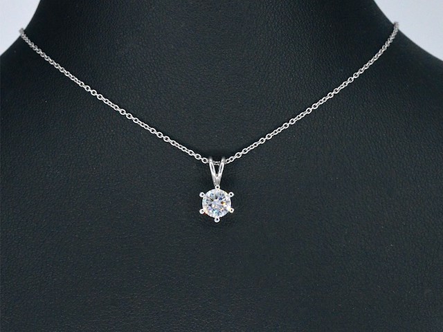 Witgouden hanger met diamant van 0.70 carat, excl. ketting - afbeelding 2 van  6