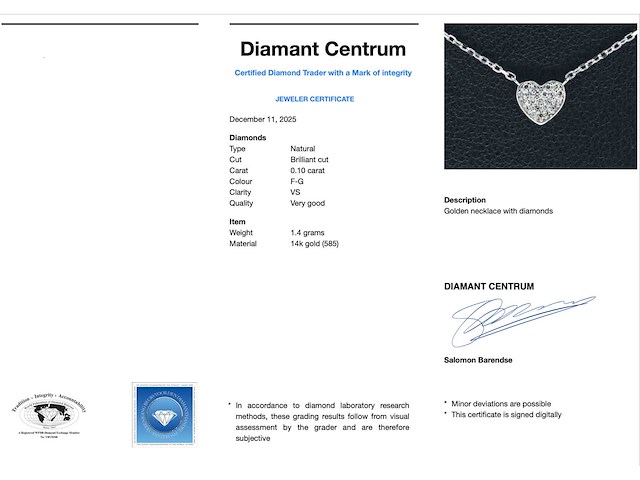 Witgouden hanger met diamant - afbeelding 3 van  8
