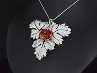 Witgouden hanger met diamanten en edelsteen spessartien van 13 carat - afbeelding 4 van  7