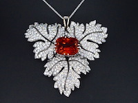 Witgouden hanger met diamanten en edelsteen spessartien van 13 carat - afbeelding 1 van  8