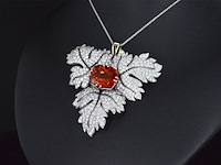 Witgouden hanger met diamanten en edelsteen spessartien van 13 carat - afbeelding 3 van  8