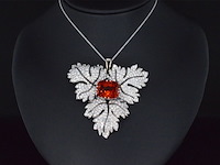 Witgouden hanger met diamanten en edelsteen spessartien van 13 carat - afbeelding 6 van  8