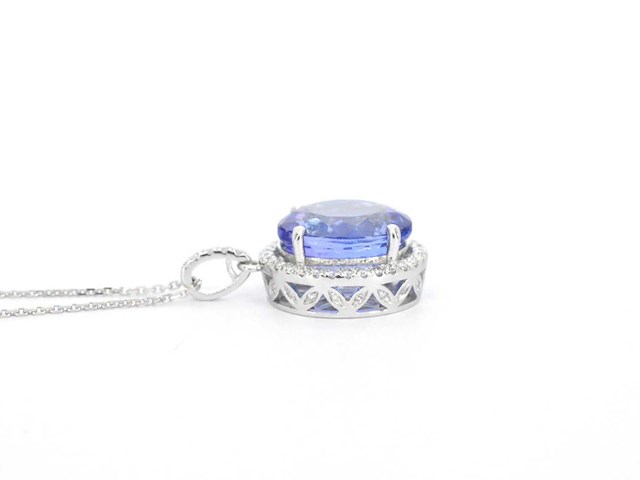Witgouden hanger met diamanten en een tanzaniet - afbeelding 11 van  12