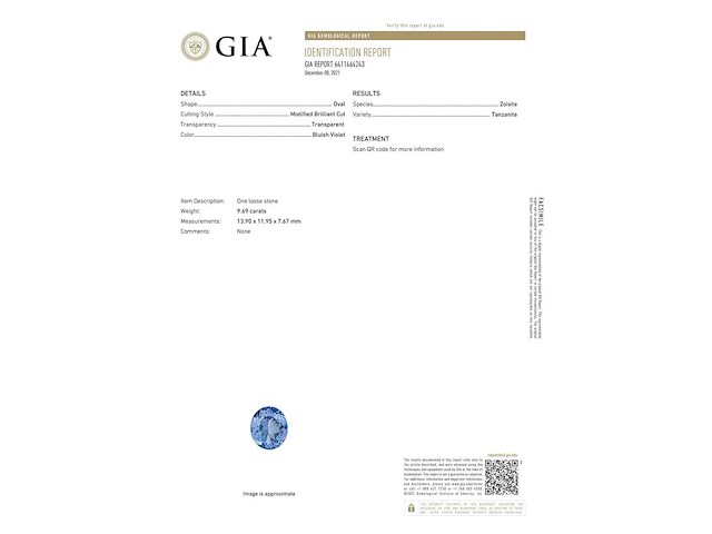 Witgouden hanger met diamanten en een tanzaniet - afbeelding 3 van  13